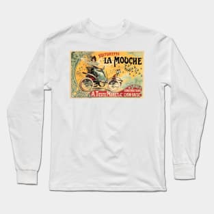 Voiturette La Mouche Fairy Flying Car Vintage French Advertisement Long Sleeve T-Shirt